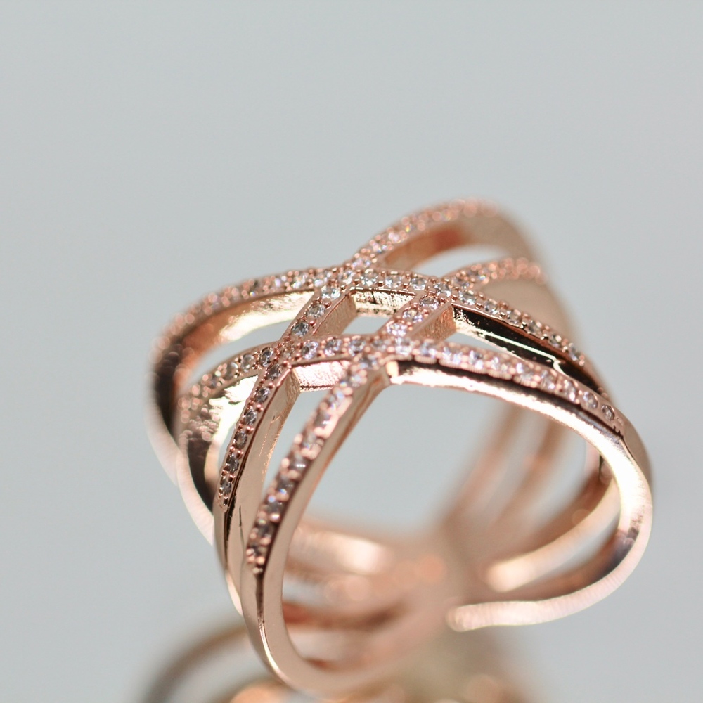 925S Rose Gold Dipped White Topaz Infinity Ring - Picture 7 of 7